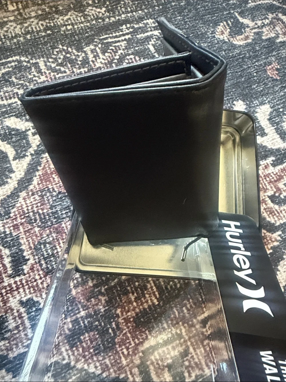 Hurley Trifold Wallet in Black and Gray
